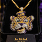 LSU Solid Gold Chain with Diamond Pendant TMH