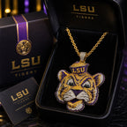 LSU Solid Gold Chain with Diamond Pendant TMH