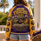 PREMIUM LSU SATIN BASEBALL JACKET NTNA