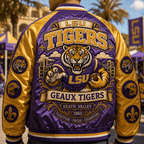 PREMIUM LSU SATIN BASEBALL JACKET NTNA