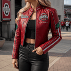 Premium OSB Cropped Leather Zipper Jacket TNSM