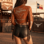 Premium TLS Cropped Leather Zipper Jacket TNSM