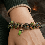 NJT round braided leather cord Charm Bracelet Set NHVH