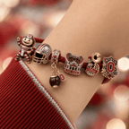 OSB round braided leather cord Charm Bracelet Set NHVH