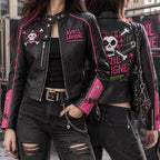 Premium AVLV Cropped Leather Zipper Jacket PVNA
