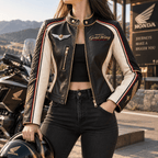 Premium HNDG Cropped Leather Zipper Jacket PVNA