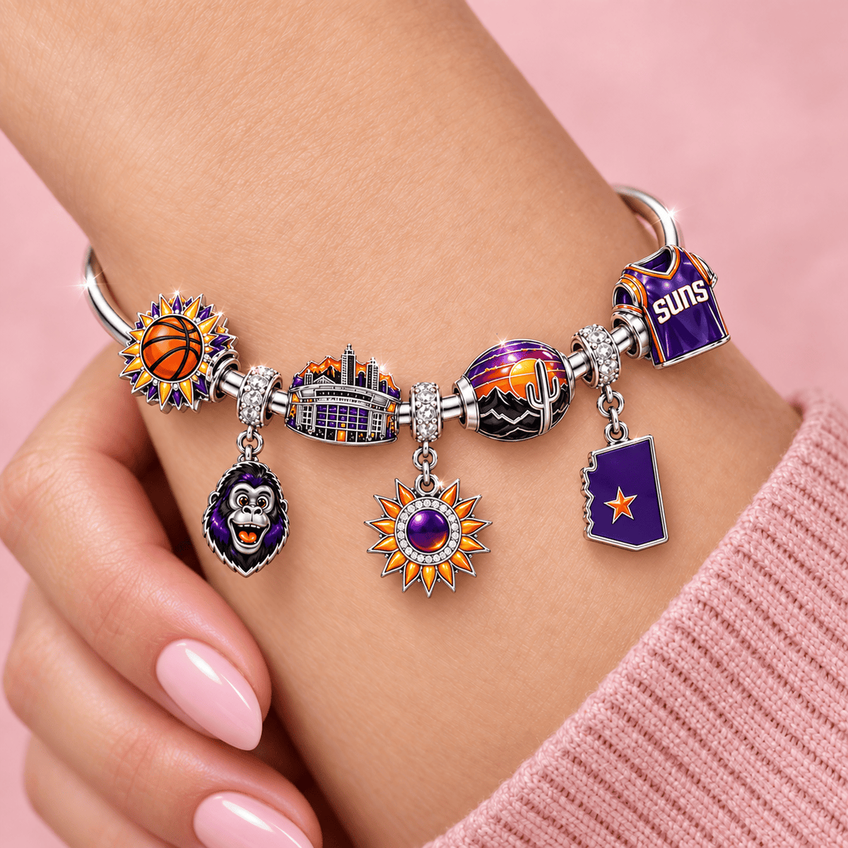 PNS Silver Charm Bracelet Set TMH
